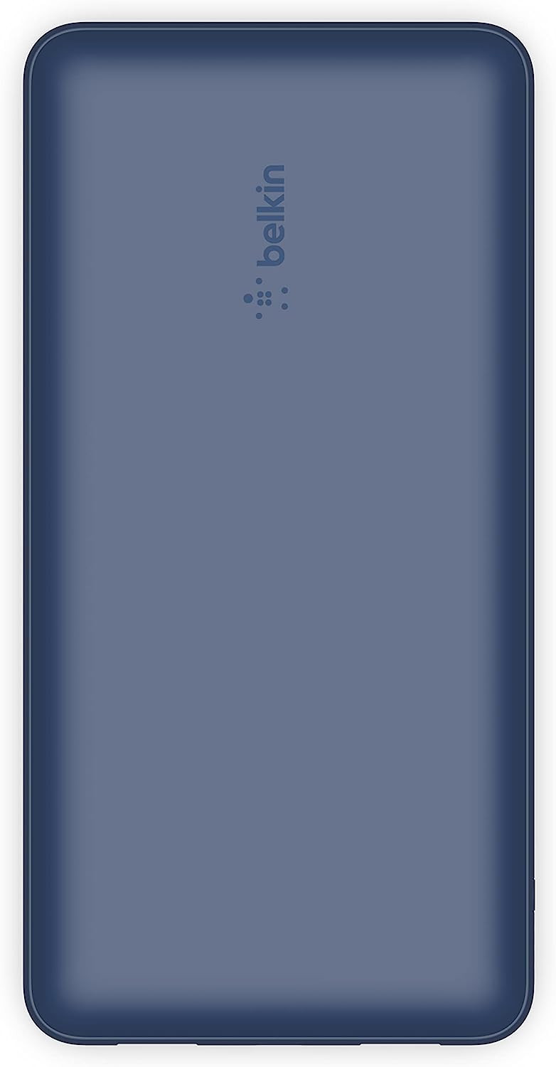 Belkin USB C Portable Charger 20000 mAh, 20K Power Bank with USB Type C Input Output Port and 2 USB A Ports with Included USB C to A Cable for iPhone, Galaxy, and More – Blue