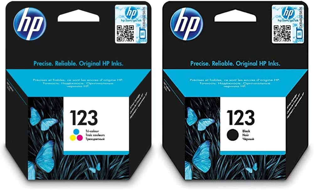 Hp 123 Tri-Color Ink Cartridge, Cyan/Magenta/Yellow - F6V16Ae & 123 Black Original Ink Advantage Cartridge - F6V17Ae