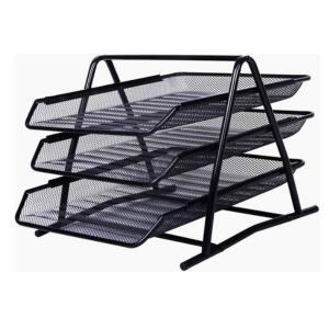 SHOWAY Metal A4 Paper office Mesh Document Basket File Paper Tray Letter Organizer Holder Desktop Accessories-3 Tires [JS3001]
