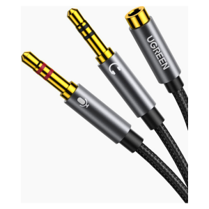 NEW UGREEN 3.5MM Headphone Splitter 3.5mm Female to Dual Headphone and Microphone Male Port Headphone Adapter TRRS Y Splitter Compatible for Earphone, Headset, speaker and PC, Laptop and Tablet-0.2M