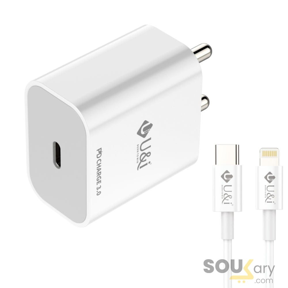 U&i_Type-C port with Type-C to Lightning Cable Charger with Detachable Cable (White)