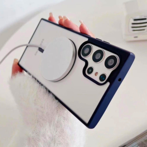 Magnetic Magsafe Wireless Transparent Clear Case for Samsung Galaxy S22 Ultra(Color,blue)