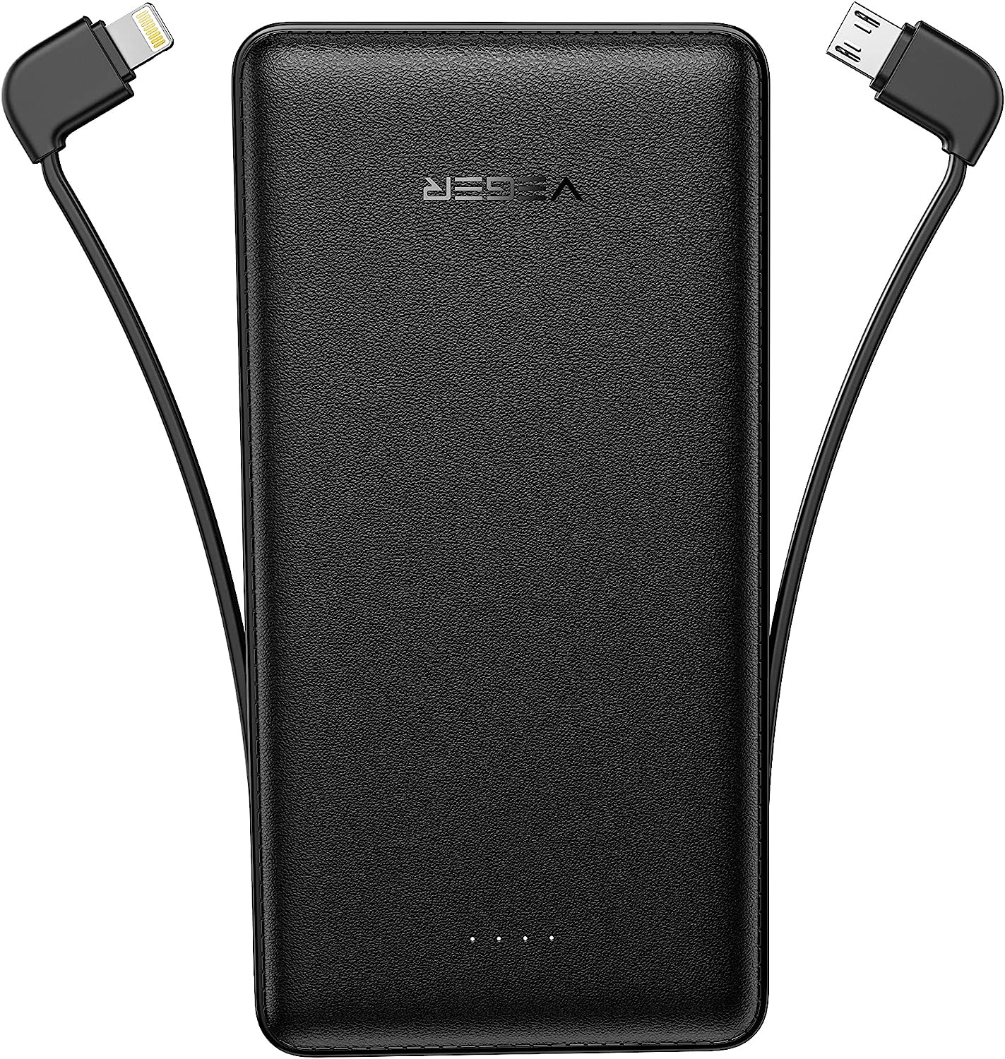 VEGER Power 10000mAh portable slim power banks built-in Micro usb cable and the cable for Iphone,QI charging Dual input ports micro-usb port and Type C port for Iphone,Samsung,Huawei and etc