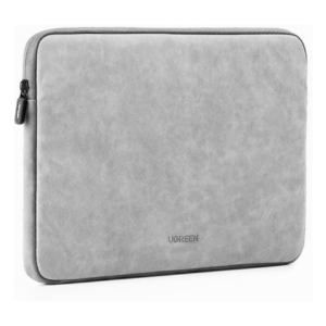 UGREEN 13.3 Inch Laptop Sleeve Compatible with MacBook Air 13 MacBook Pro 13 2021 2020 2019 PU Leather Laptop Case Water-Resistant Laptop Sleeve Soft Padded Zipper Sleeve Protective Briefcase, Gray