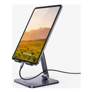 UGREEN Metal iPad Stand Foldable Tablet Stand iPad Holder Stand Adjustable Mobile Phone Holder Compatible with iPad Pro 12.9 2022 iPad Air/iPad mini/iPhone 14 Pro Max Samsung Galaxy Tab Silver
