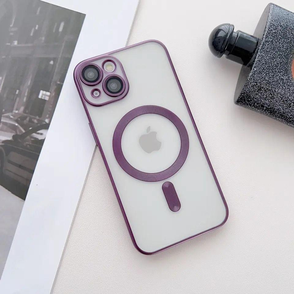 Magnetic Case for iPhone 14  ,Compatible with Mag-Safe Wireless Charging, Anti-Scratch Shockproof Protective Bumper Cover with Camera Protector for iPhone 14 Case(6.7 Inch),Purple