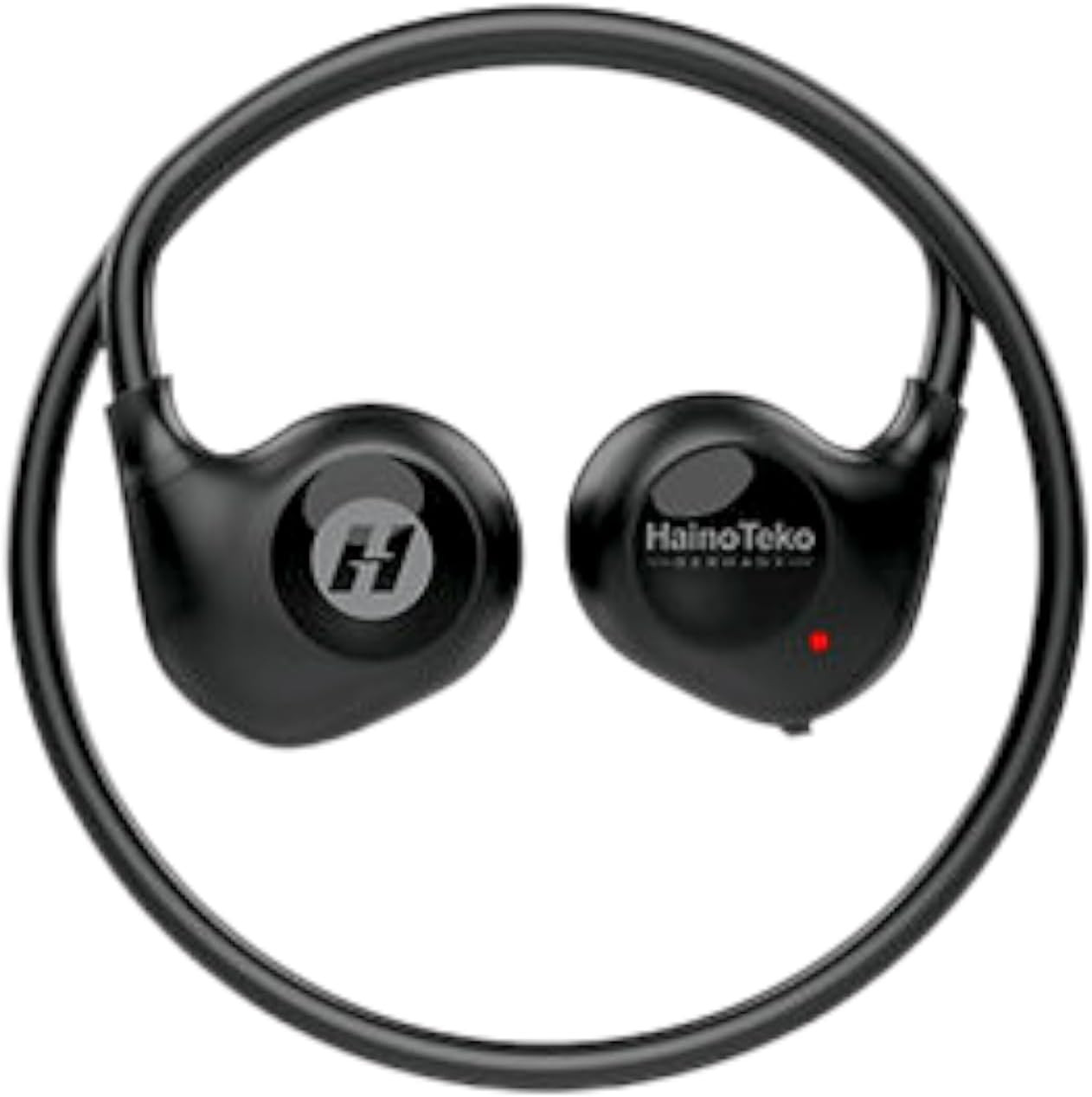 Haino Teko Germany Open Ear Neckband Wireless Bluetooth Earphone AC1 Super Clear Mic for On The Go Listening, Black