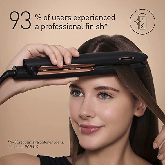 Panasonic EH-HS99 Nanoe Ceramic Hair Straightener for Improved Shine with Temperature Control (Black/Rose Gold)