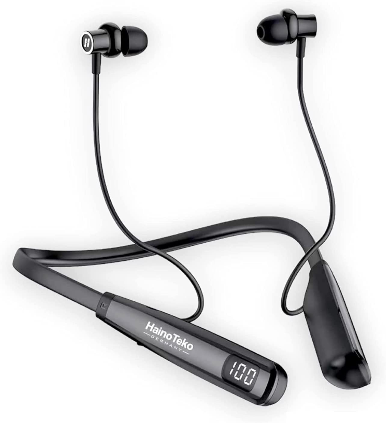 Haino Teko Germany HN-80 Wireless Neckband Bluetooth Earphone for On The Go Listening, Black