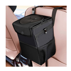 Car Trash Can with Lid, DDMA Car Trash Bag Hanging with Storage Pockets, Collapsible Waterproof Car Garbage Can, Portable Car Garbage Bin (10L)