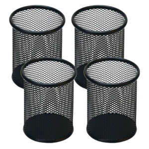 Snow Cooler Pen Holder Mesh Pencil Holder Metal Pencil Holder for Desk Office Pen Organizer Black, 4 Pack