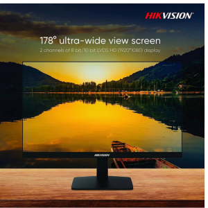 Hikvision 21.5'' FHD Borderless Monitor, 178° Ultra Wide View Screen, 60Hz Refresh Rate, 6.5 ms Response Time, 72% NTSC Color Gamut, E-LED, Low Blue Light HDMI / VGA Interface, Black | DS-D5022FN-C/Mo