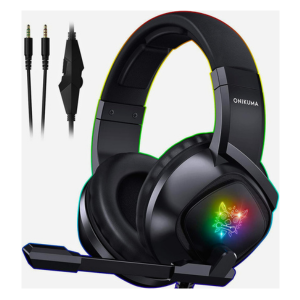 ONIKUMA K19 Gaming Headset -Xbox One Headset PS5 Headset with 7.1 Surround Sound Pro Noise Canceling Gaming Headphones with Mic & RGB LED Light Compatible with PS4, Xbox One,PC(Adapters Not Included)