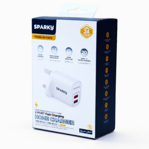 Sparky Fast Charger with Type-C Port Foldable iPhone USB S Adapter Compatible with iPhone 14 Pro Max / 14 Pro / 13/14 Pro Max / 13 Pro / 13/12/11 / iPad, Samsung, Huawei, Xiaomi and Other Devices Whit