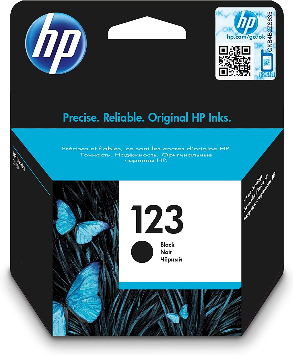 Hp 123 Black Original Ink Cartridge - F6V17Ae