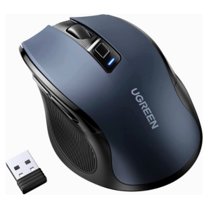 UGREEN Wireless Mouse, Ergonomic PC Mouse with USB Receiver for Computer, Laptop, Desktop, 5 DPI Adjustable, Silent Click, Comfortable Ergo Mouse, 15M Wireless Connection, Ultra-fast Scroll - Black