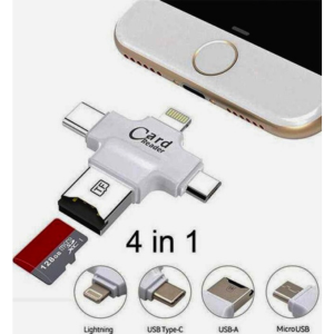 Generic 4 In 1 USB Otg Tf Micro Sd Card Reader 45*45millimeter - Black / White | 4in1 OTG