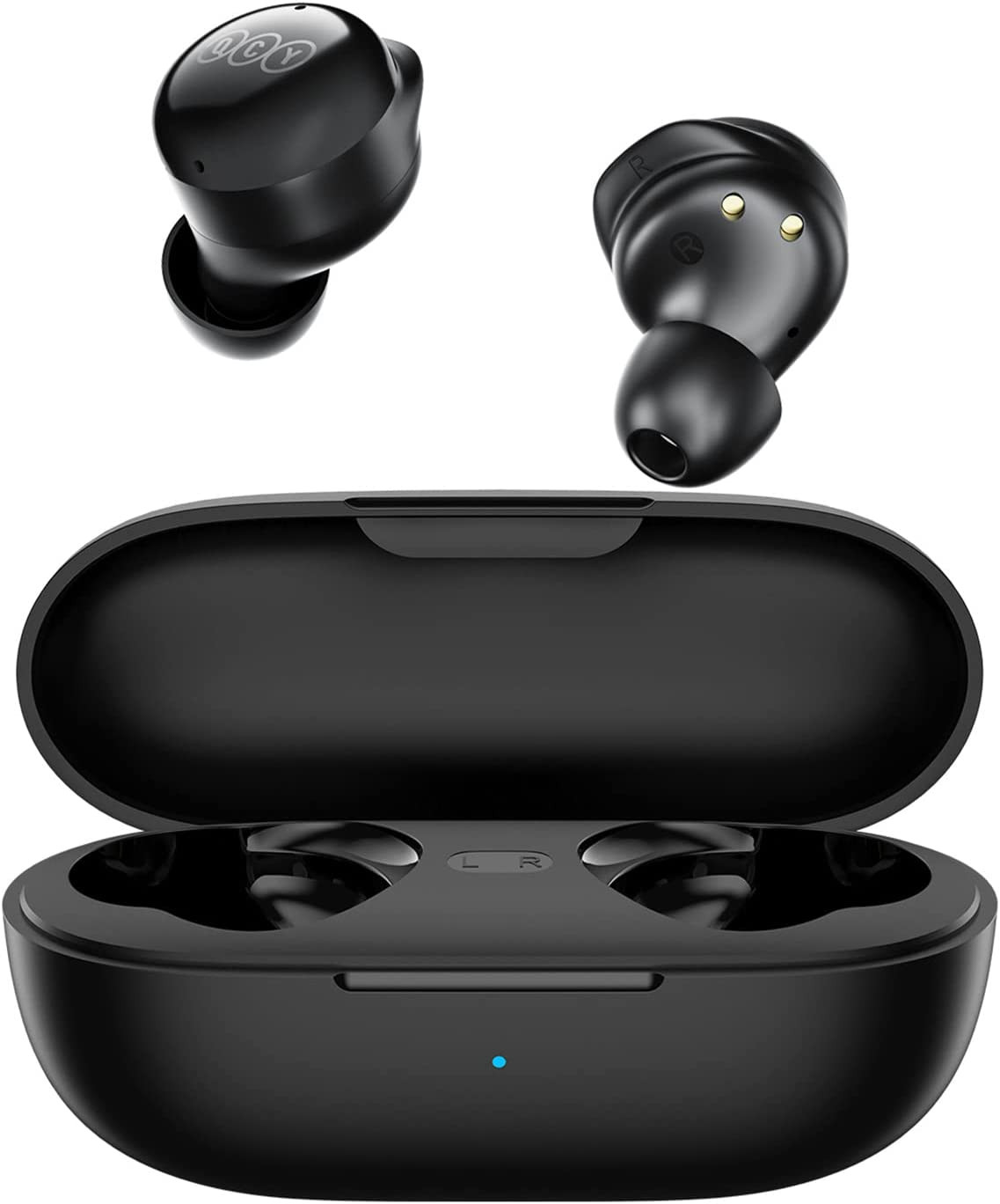 QCY T17 True Wireless Earbuds, Bluetooth Earphone with Microphone, Touch Control with Charging Case, Waterproof Stereo in-Ear Headphone, Type-C Deep Bass Headset, Black